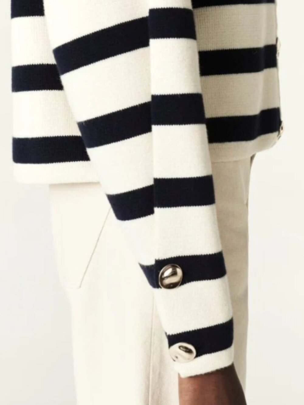 BA&SH Massimo Cardigan [Jumper] - Ecru/Navy - Picture 4 of 6